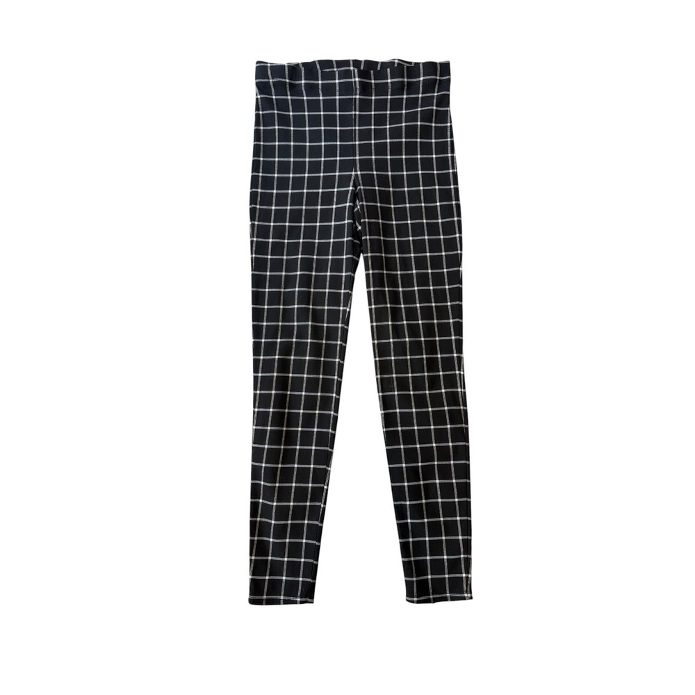 PS / LA Womens Small Black White Windowpane Plaid High Rise Skinny Leggings
